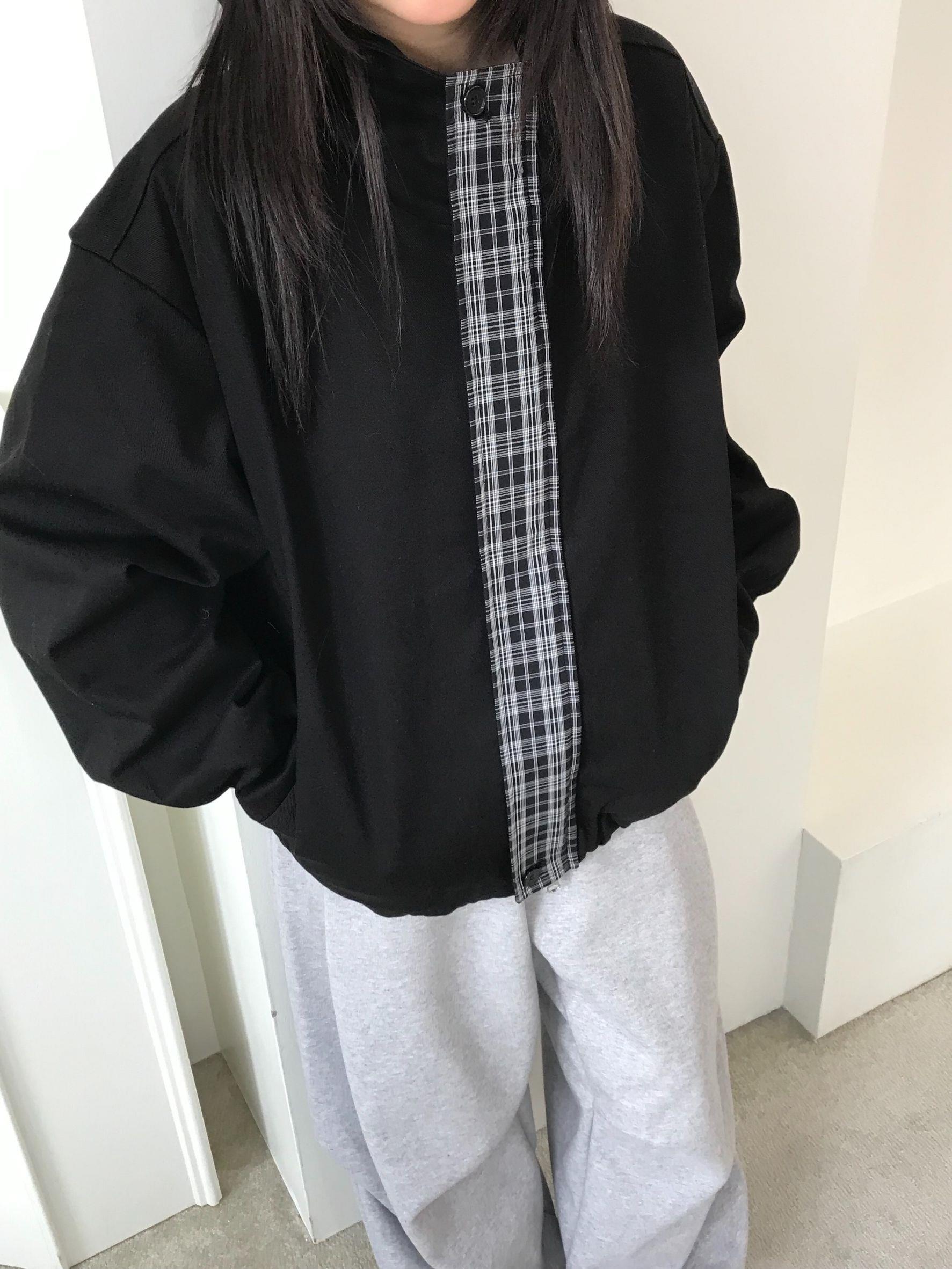 襯衫格紋拼連帽外套(男女裝)